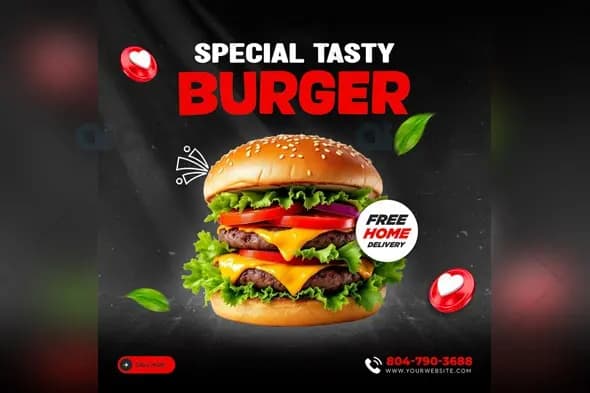 Special Tasty Burger Ad PSD