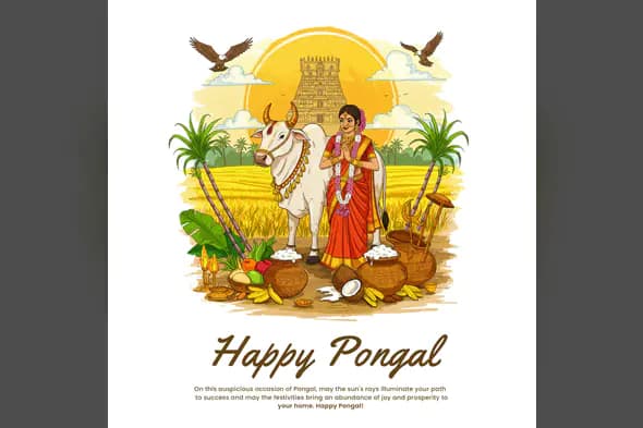 Pongal Festival Celebration Illustration