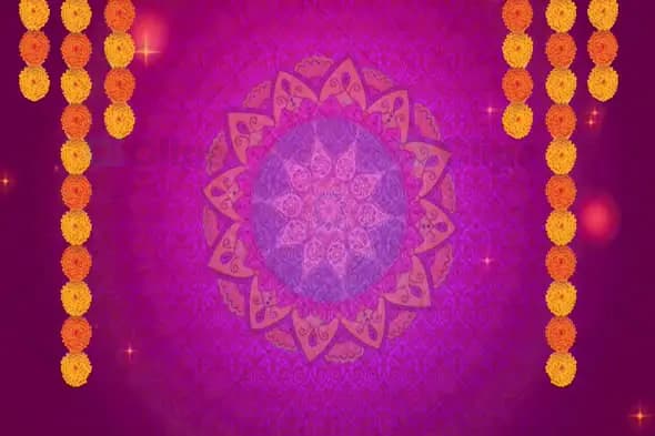 Festive Mandala with Marigold Garlands - Traditional Celebration Background