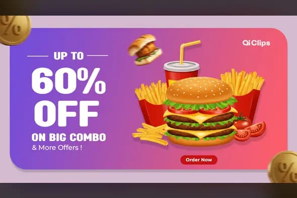 Dynamic Fast Food Offer Photoshop Template for Promotions