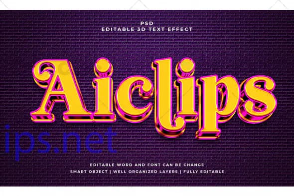 Retro Neon 3D Text Effect PSD