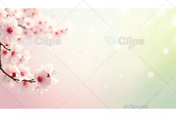 Soft Spring Blossom Branch with Pastel Background
