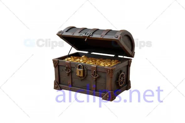 Treasure Chest with Gold Coins - 3D Fantasy Model