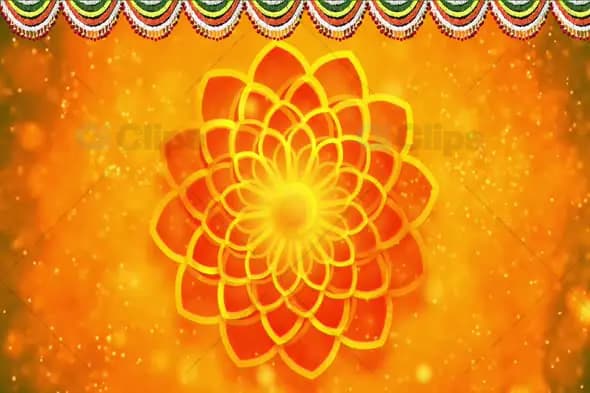 Vibrant Floral Mandala with Golden Sparkles and Festive Border