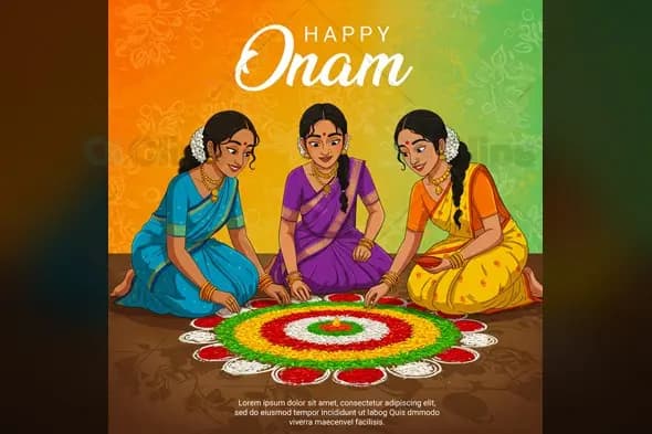 Happy Onam Celebration Flyer PSD Template