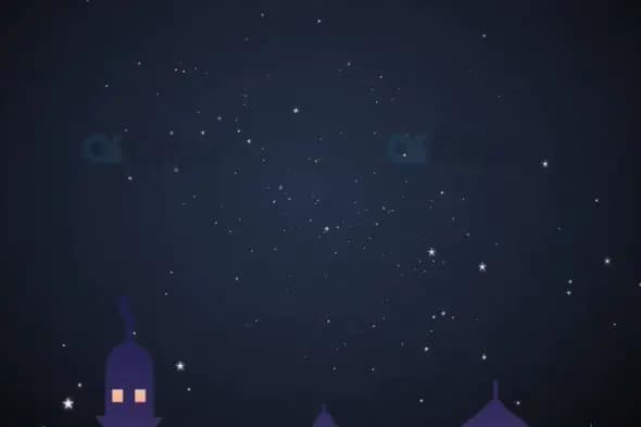 Night Sky with Mosque Silhouette and Stars Islamic Background