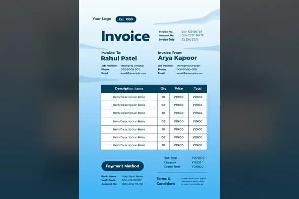 Blue Gradient Professional Invoice Template