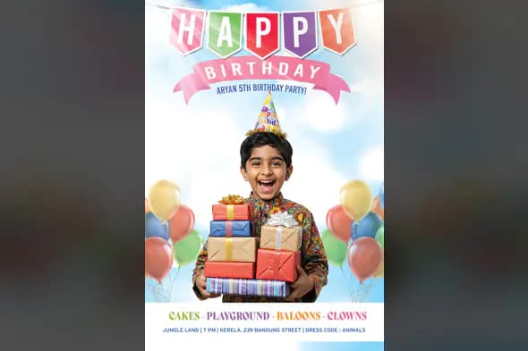 Colorful Kids Birthday Invitation Template
