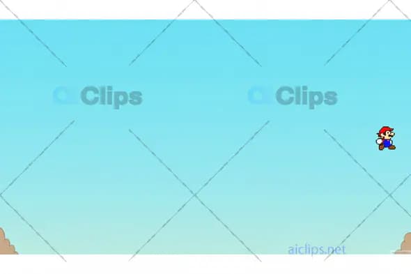 Pixel Art Character Jumping in Retro Blue Sky Scene
