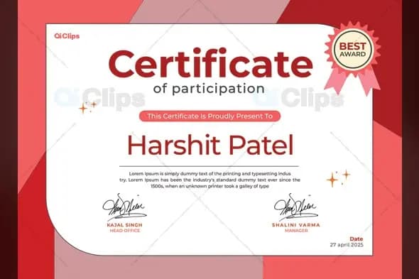 Modern Red and White Certificate of Participation Template