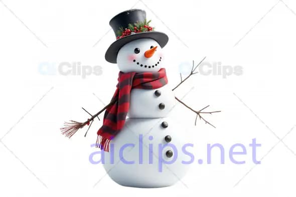 Festive Cartoon Snowman 3D Model