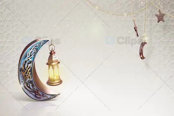 Elegant Islamic Crescent and Lantern Design