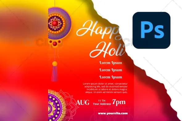 Happy Holi Celebration Flyer PSD Template