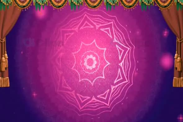 Glowing Pink Mandala with Golden Curtains - Festive Event Motion Graphic