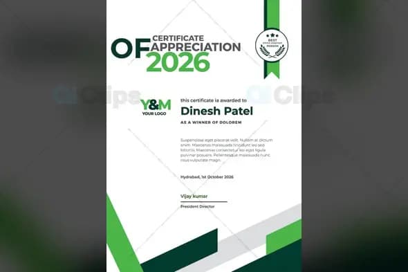 Modern Green Certificate of Appreciation Template Design
