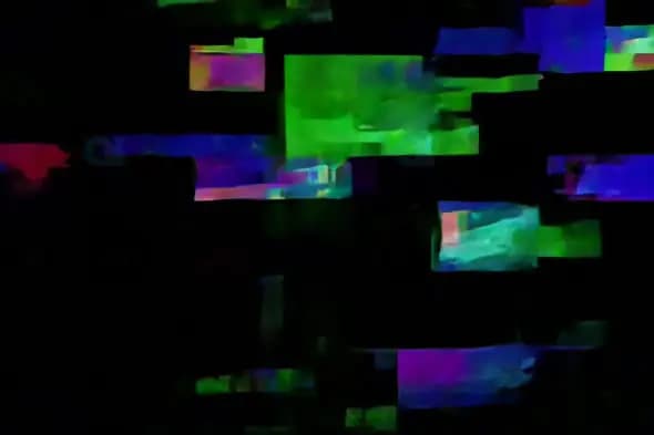 Abstract Neon Glitch Art with Vibrant Digital Distortions