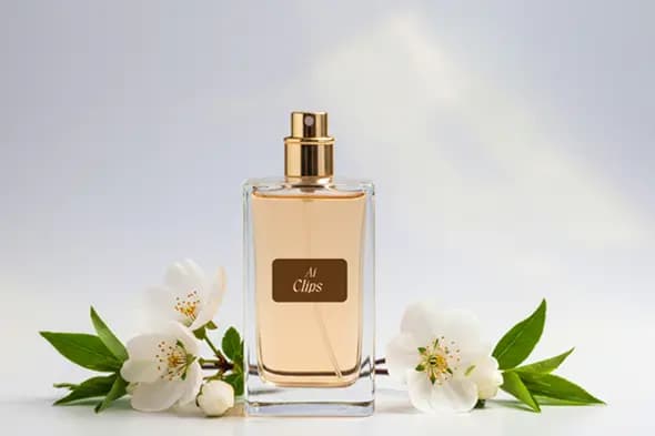 Perfume Bottle with Blossom Mockup