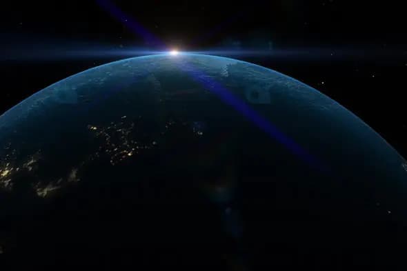 Earth Horizon with Rising Sun - Cinematic Space View