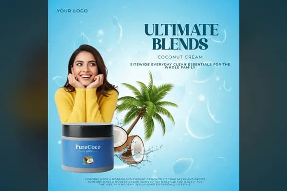 Refreshing Coconut Skincare Ad Template