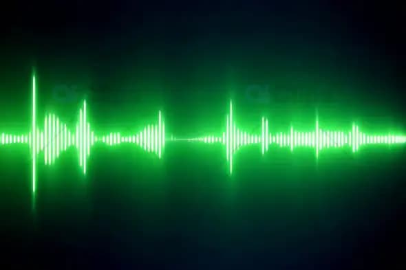 Glowing Green Sound Wave – Audio Frequency Visualization