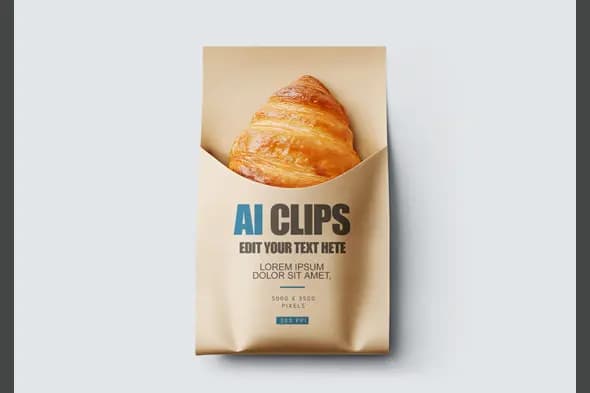 Stylish Croissant Packaging Photoshop Template Design