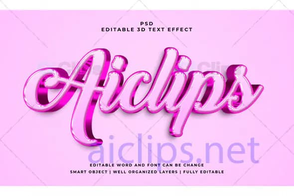 Glossy Pink 3D Text Effects PSD