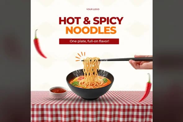 Spicy Noodle Dish Social Media Ad