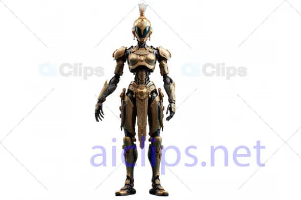 Futuristic 3D Cyber Warrior with Ornate Armor