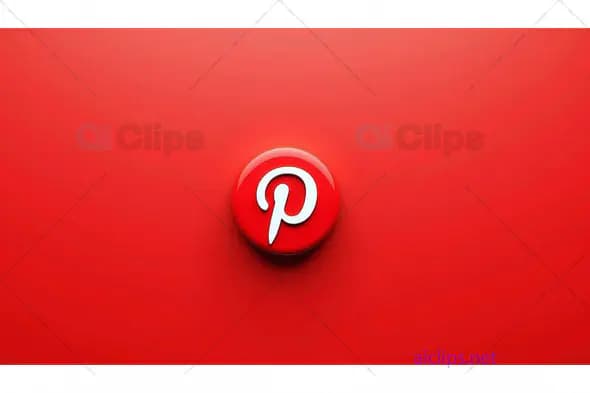 Minimalist 3D Pinterest Logo on Red Background