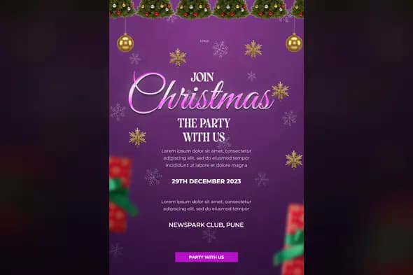 Purple Christmas Party Invitation Template
