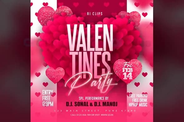 Valentine's Day Partyr PSD Template