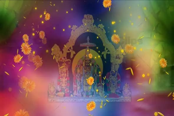 Divine Deity with Floating Flowers on a Radiant Festival Background