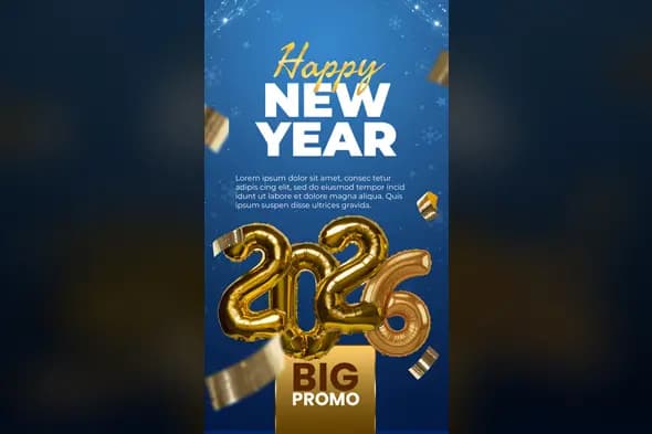 Blue Gold 2026 New Year Promo Template
