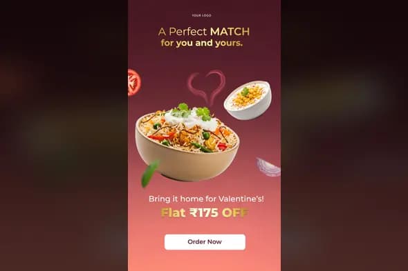 Valentine's Day Food Delivery Promotion Template