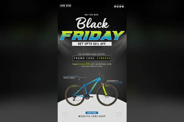 Black Friday Bicycle Sale Promotional Template