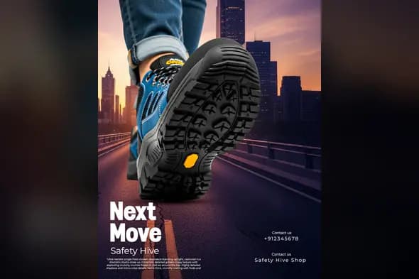 Urban Safety Footwear Advertisement Template