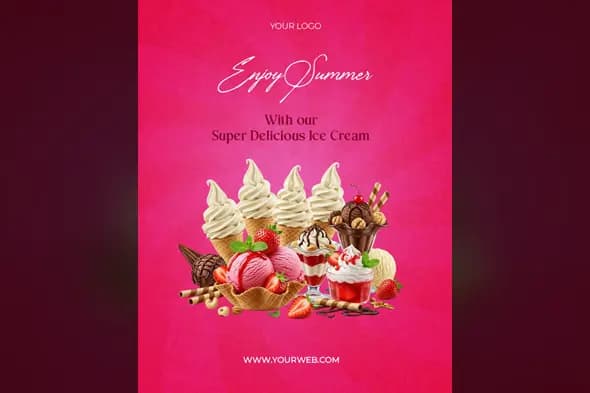 Summer Desserts & Ice Cream Social Media Ad