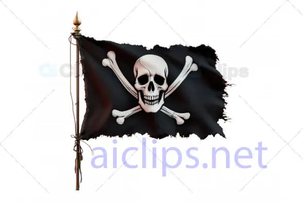 Realistic Jolly Roger Pirate Flag 3D Model