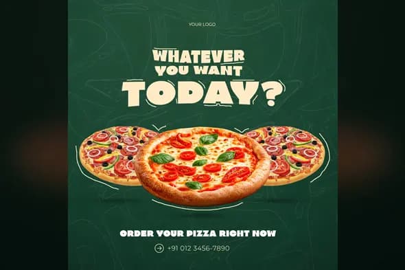Vibrant Pizza Menu Social Media Template