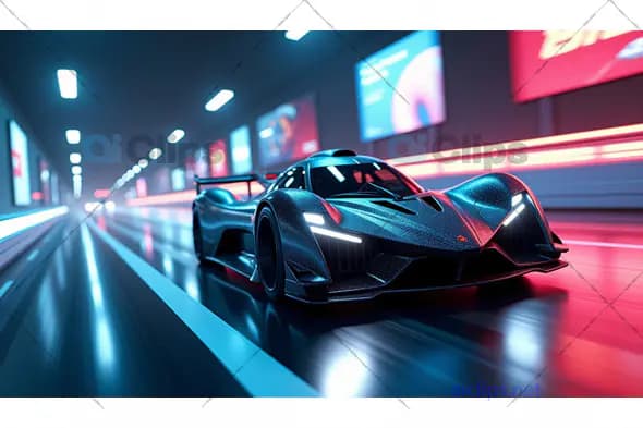 High-Speed Futuristic Hypercar on Neon Highway