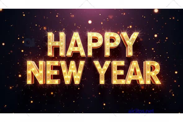 Golden Happy New Year 2025 Text with Sparkling Effects