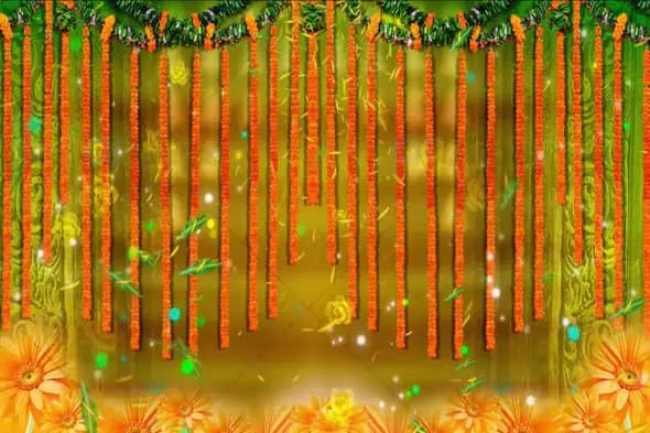 Traditional Marigold Garland Festive Background