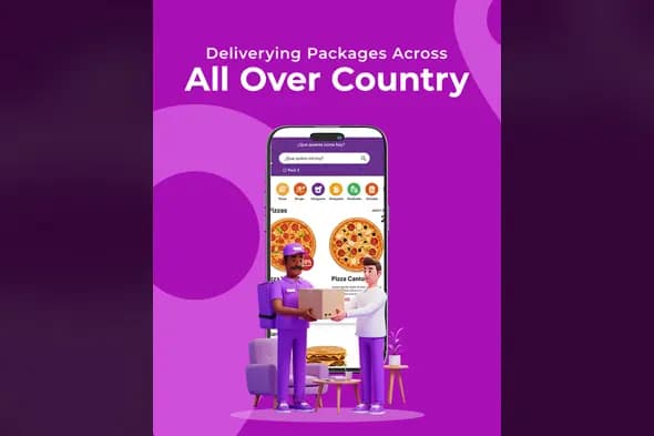 Food Delivery App Promotion 3D Illustration Poster