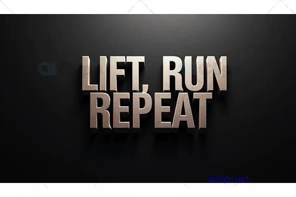 Lift, Run, Repeat - Fitness Motivation Poster with 3D Text