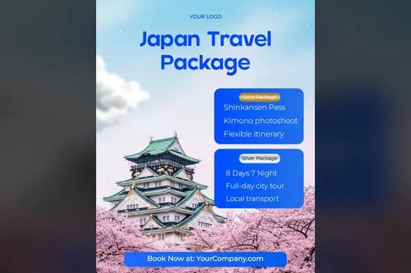 Japan Cherry Blossom Tour Ad Template