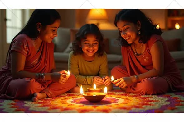 Children Celebrating Diwali with Diyas