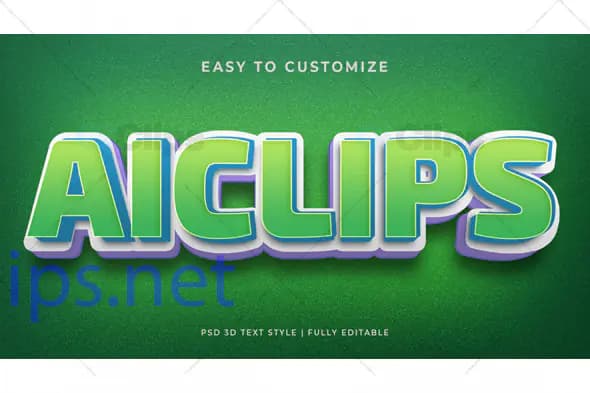 Green 3D Text Effect PSD