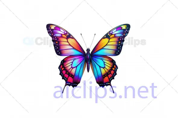 Vibrant Rainbow Butterfly 3D Model - Colorful Insect Illustration