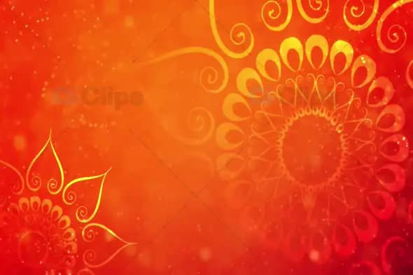 Golden Mandala on Glowing Orange-Red Background - Festive Motion Graphics