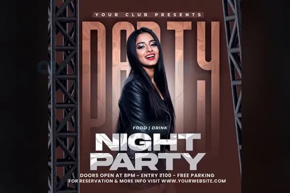 Nightclub Party Promotional Template with Gradient Background